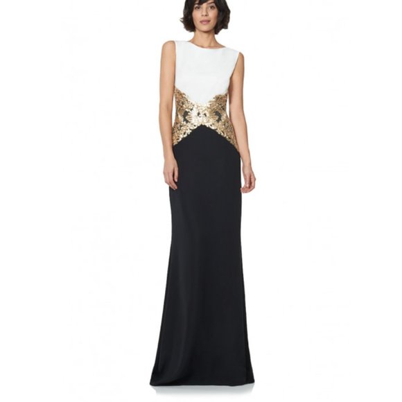 Tadashi Shoji Dresses & Skirts - Tadashi Shoji Black and White Dress with Gold Accents